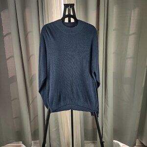 Preswick & Moore Mens Blue Knit 100% Cotton Pullover Sweater Size Medium